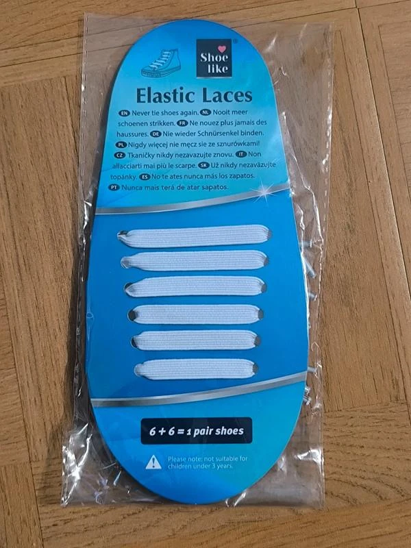 24 Lacet élastique magique, noir et blanc, soit 12 pièces par sachet